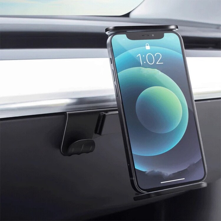 Tesla Model Y / Model 3 Ön Göğüse Takılan Telefon Tutucu Aparat, Siyah Renk