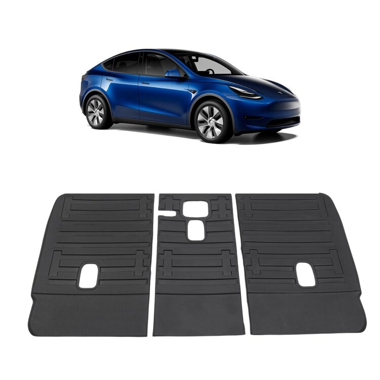 Tesla Model Y Arka Koltuk Kauçuk Paspası Seti , Kabartma Desenli, Siyah Renk