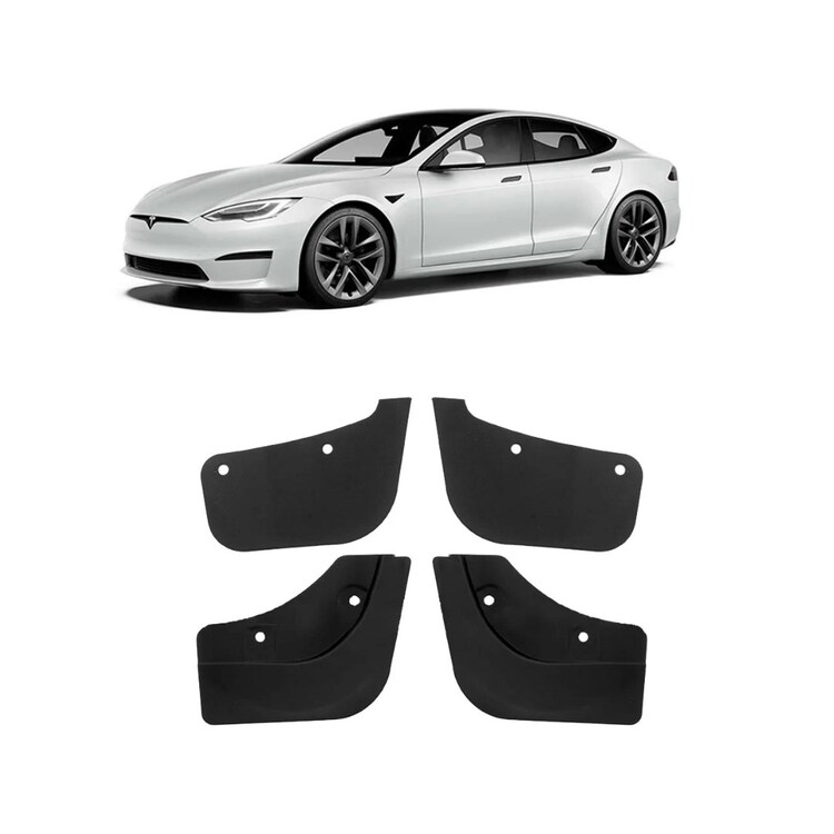 Tesla Model Y Ön ve Arka Paçalık Spor Kısa Model , 4 Adet Set Olarak, Mat Siyah Renk