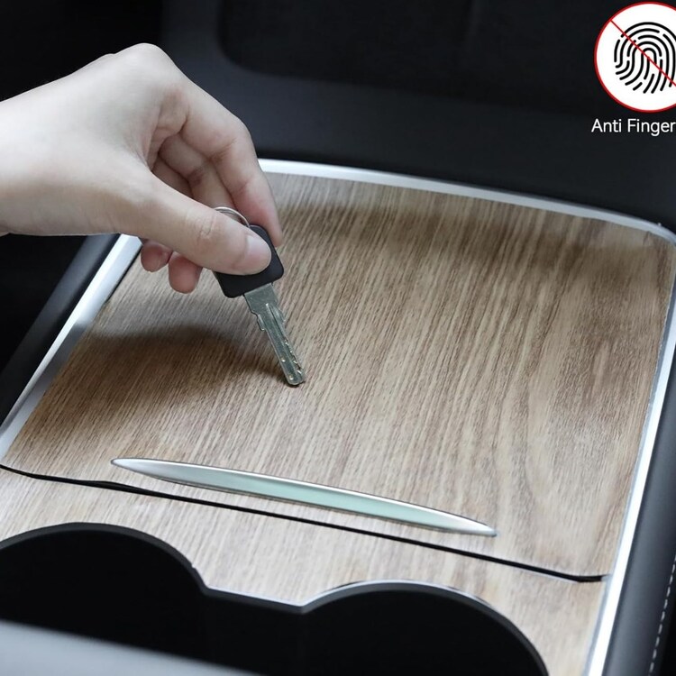 Tesla Model Y / Model 3 Orta Konsol Ahşap Kaplama Stiker, 2 Adet Set Olarak