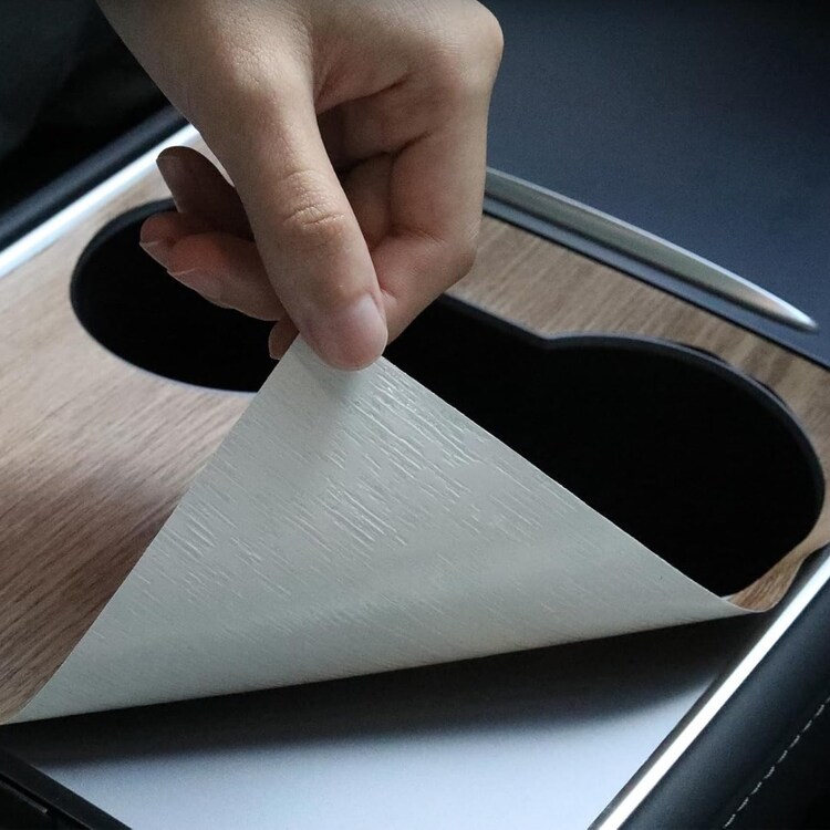 Tesla Model Y / Model 3 Orta Konsol Ahşap Kaplama Stiker, 2 Adet Set Olarak