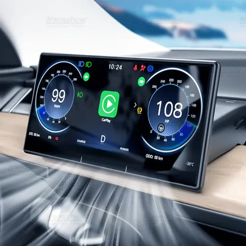 Tesla Model Y Model 3 F9 9 İnç Orta Konsol Paneli Dokunmatik Ekranı Kamera, Carplay ve Android, 