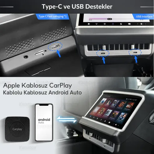 Tesla Model YV3 7.5 İnç 6 GB RAM + 64GB RAM Android 11.0 LCD Arka Akıllı Eğlence Sistemi
