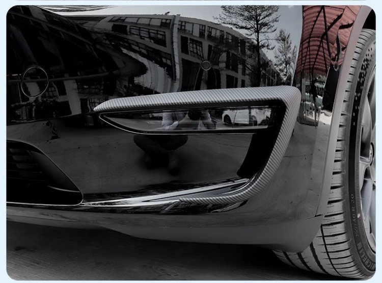 Tesla Model Y Ön Sis Lambası Kaşı Karbon Kaplama, 2 Adet Set Olarak, Mat Siyah Renk