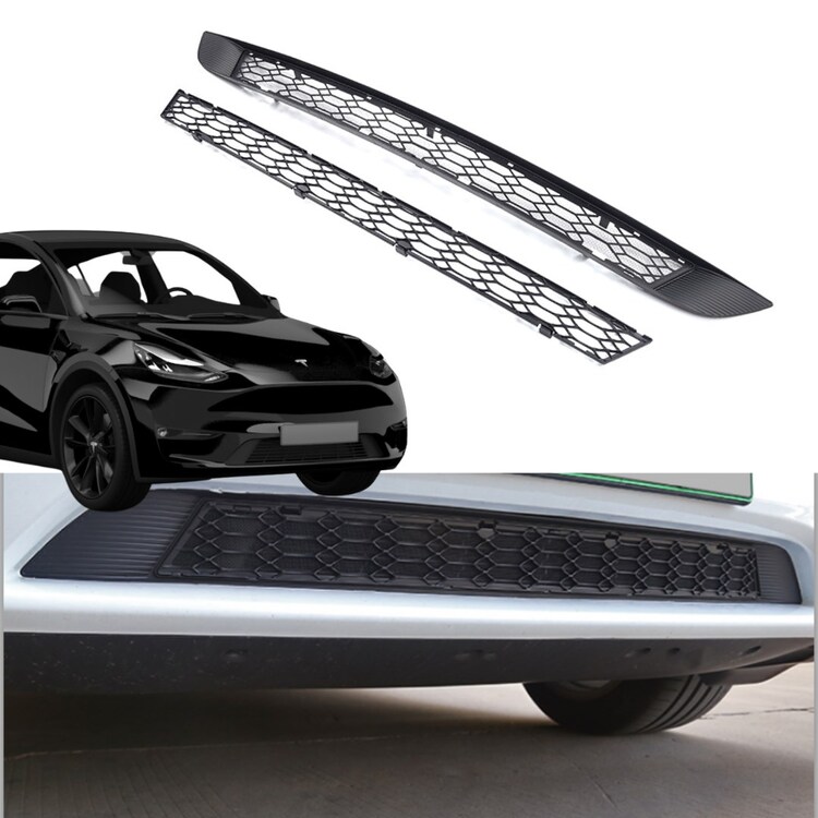 Tesla Model Y Ön Tampon Ortasına Takılan Izgara, Mat Siyah Renk