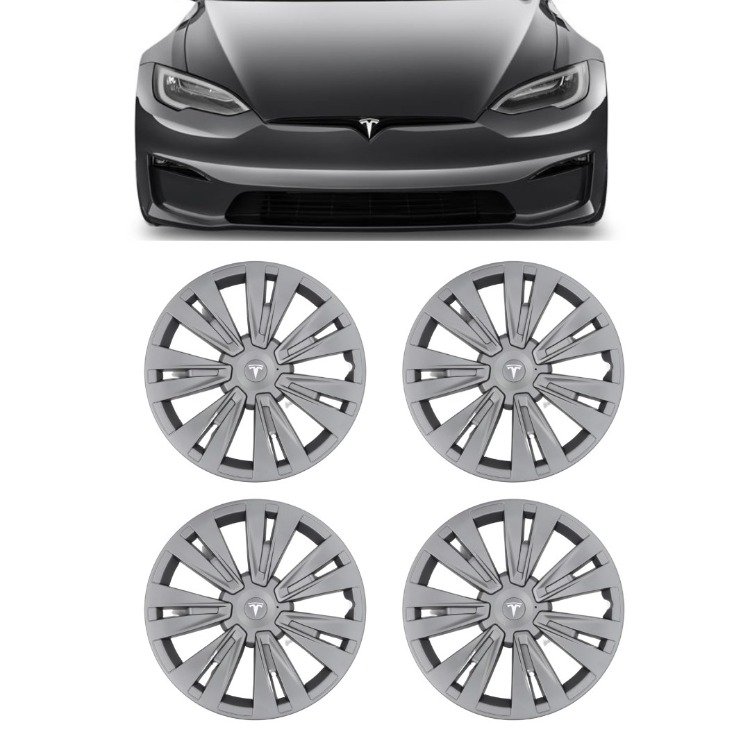 Model Y X PLAID Jant Kapağı Seti 19 İnç, Gri