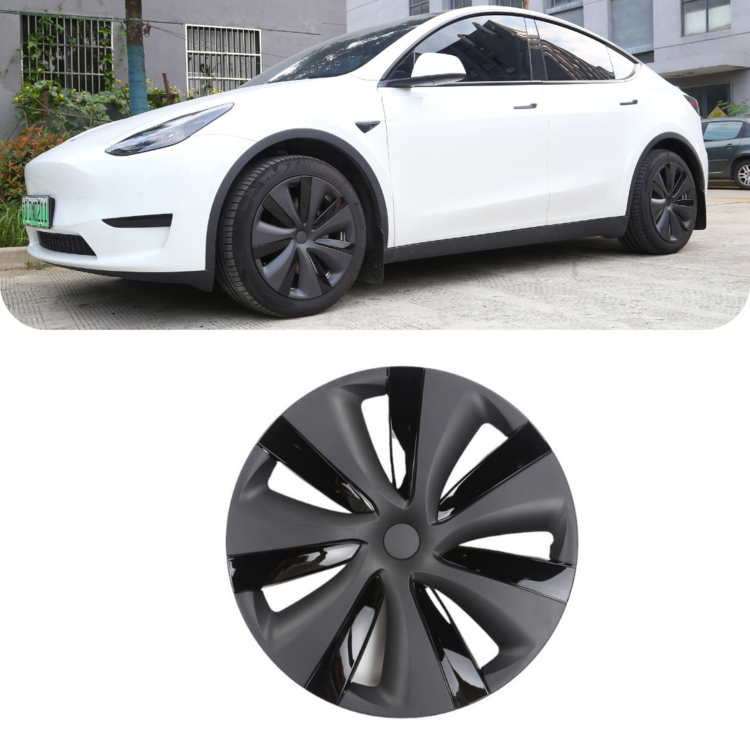 Tesla Model Y NOVA Jant Kapağı Seti 19 İnç, Mat ve Piyano Parlak Siyah İki Renkli 4 ADET