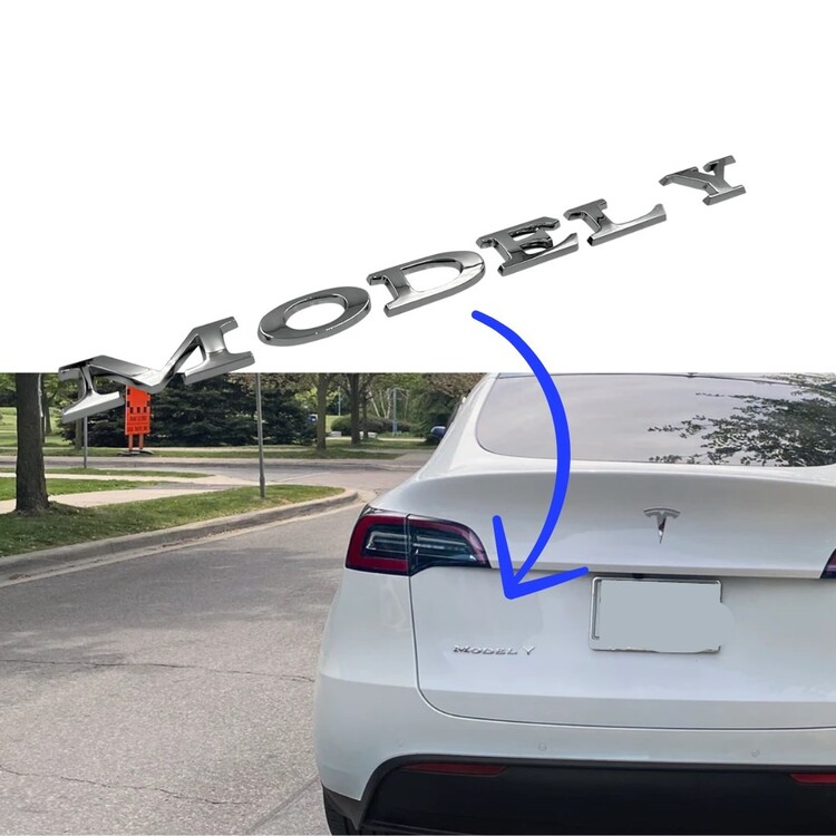 Tesla Model Y Arka Stop Altı " MODEL Y" Logosu, Gümüş Rengi