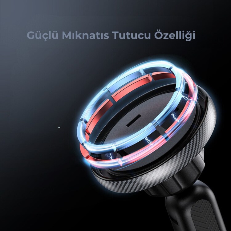 Tesla Model Y/Model 3 MagSafe Cep Telefonu Tutucu ve Kablosuz Şarj Edici, Mıknatıslı, Siyah Renk