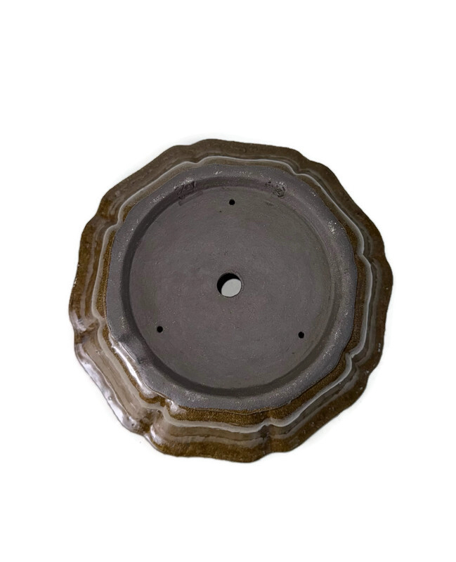 Yuvarlak Lotus Model Sırlı Seramik Bonsai Saksısı