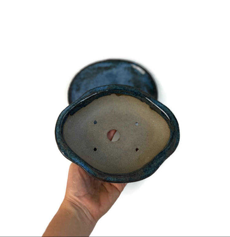Altlıklı Sırlı Stoneware Seramik Bonsai Saksısı
