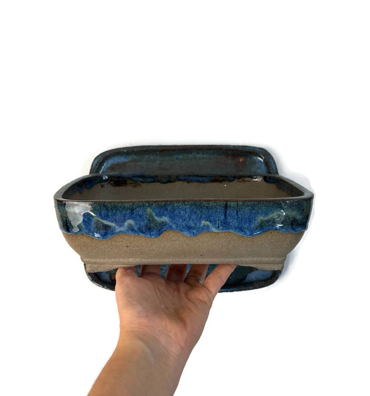 Altlıklı Sırlı Stoneware Seramik Bonsai Saksısı 24 cm