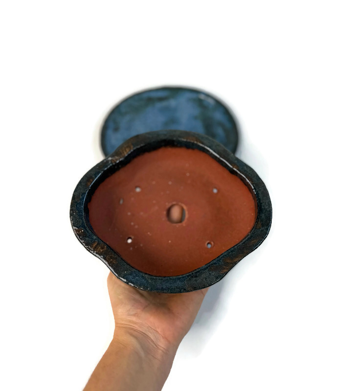 Altlıklı Sırlı Stoneware Seramik Bonsai Saksısı