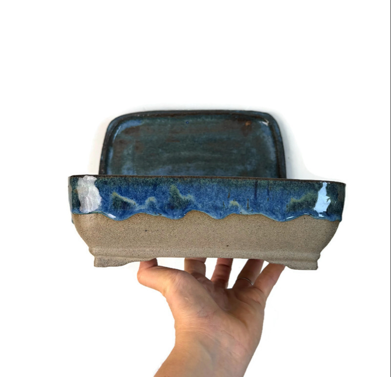 Altlıklı Sırlı Stoneware Seramik Bonsai Saksısı 24 cm