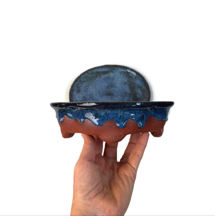 Altlıklı Sırlı Stoneware Seramik Bonsai Saksısı