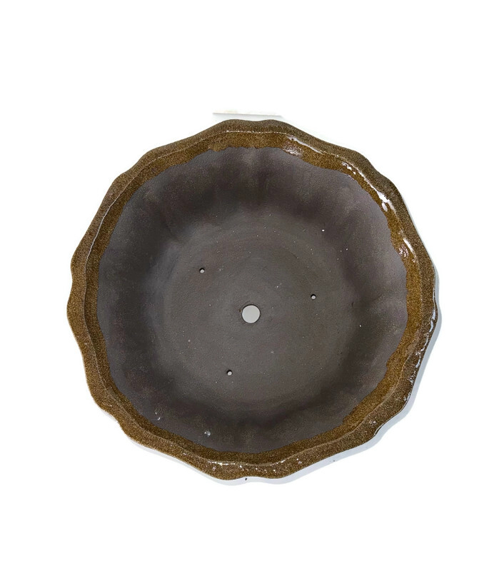 Yuvarlak Lotus Model Sırlı Seramik Bonsai Saksısı