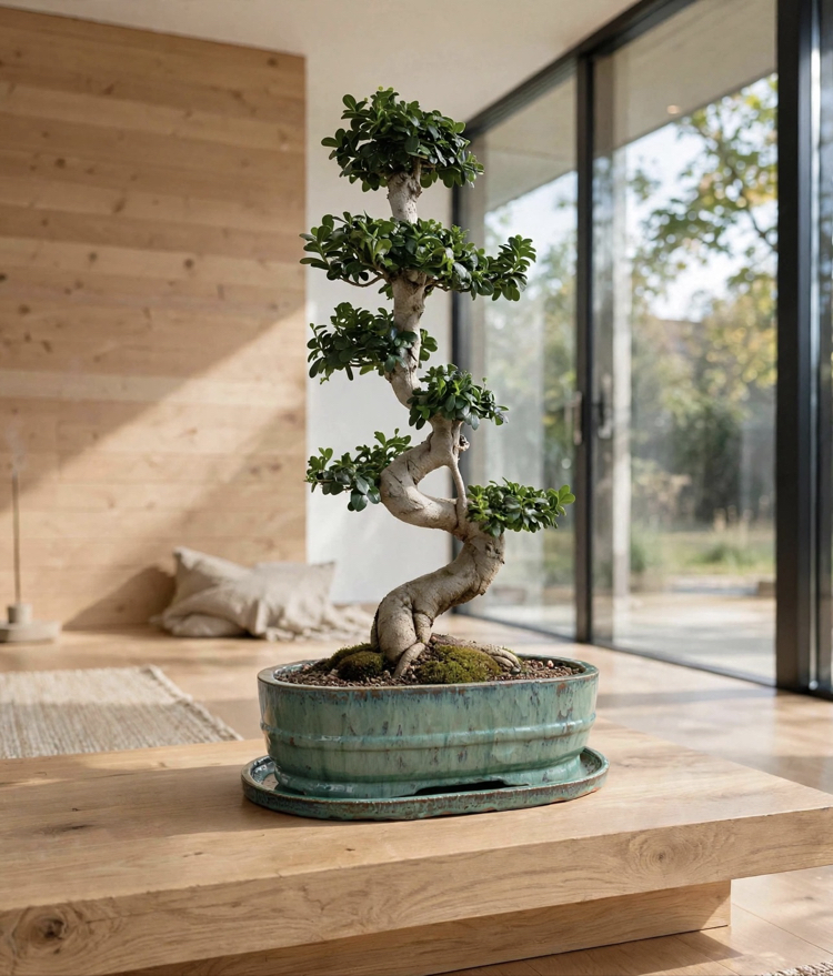 Büyük boy Altlıklı Sırlı Stoneware Bonsai Saksısı 45 cm