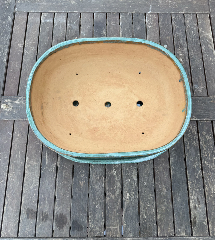 Büyük boy Altlıklı Sırlı Stoneware Bonsai Saksısı 45 cm