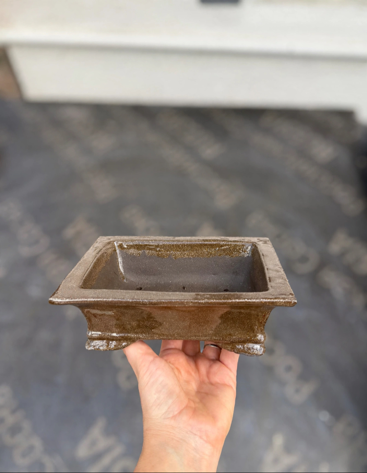 Stoneware Sırlı Seramik Bonsai saksısı 17 cm