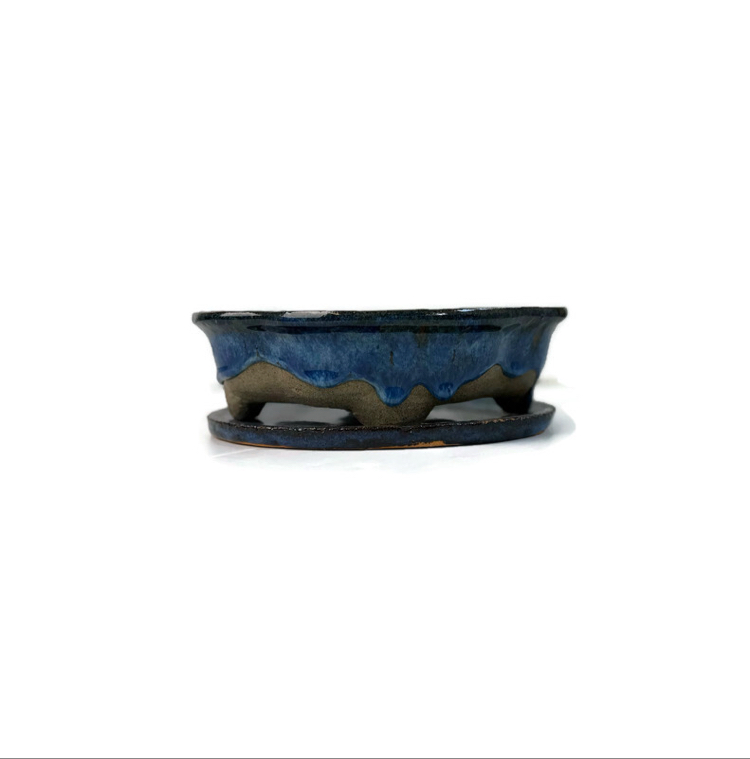 Altlıklı Sırlı Stoneware Seramik Bonsai Saksısı