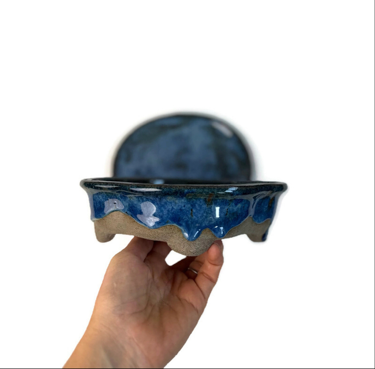 Altlıklı Sırlı Stoneware Seramik Bonsai Saksısı