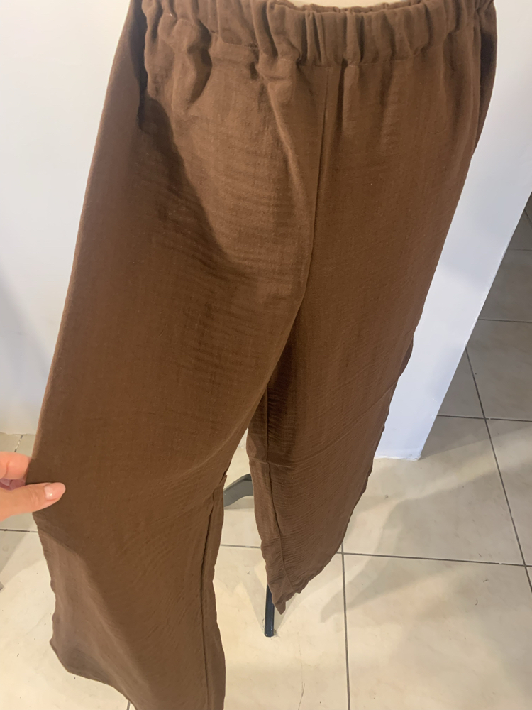 Koyu Kahve Müslin Pantalon