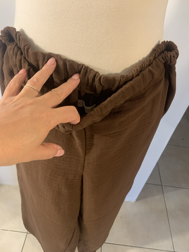 Koyu Kahve Müslin Pantalon