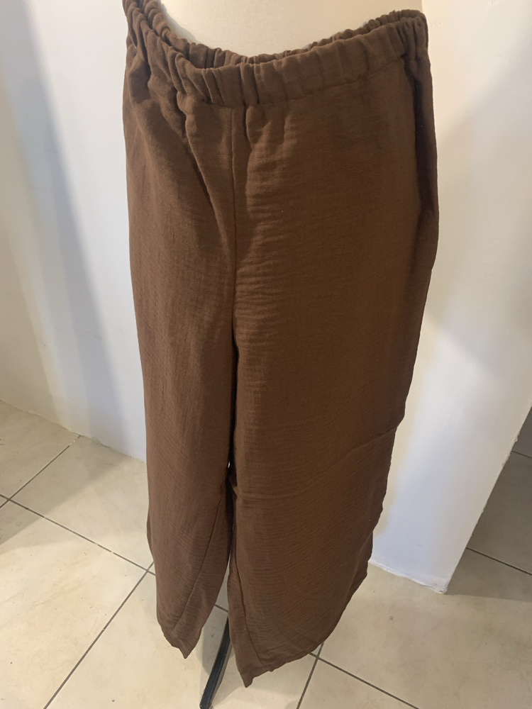 Koyu Kahve Müslin Pantalon