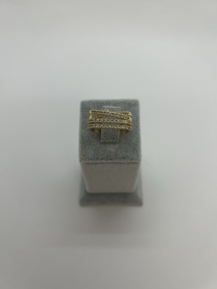 Vip 4’lü çizgili taşlı X gold ayarlamalı yüzük