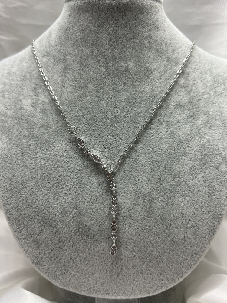 Silver taş ışıltılı Y kolye 
