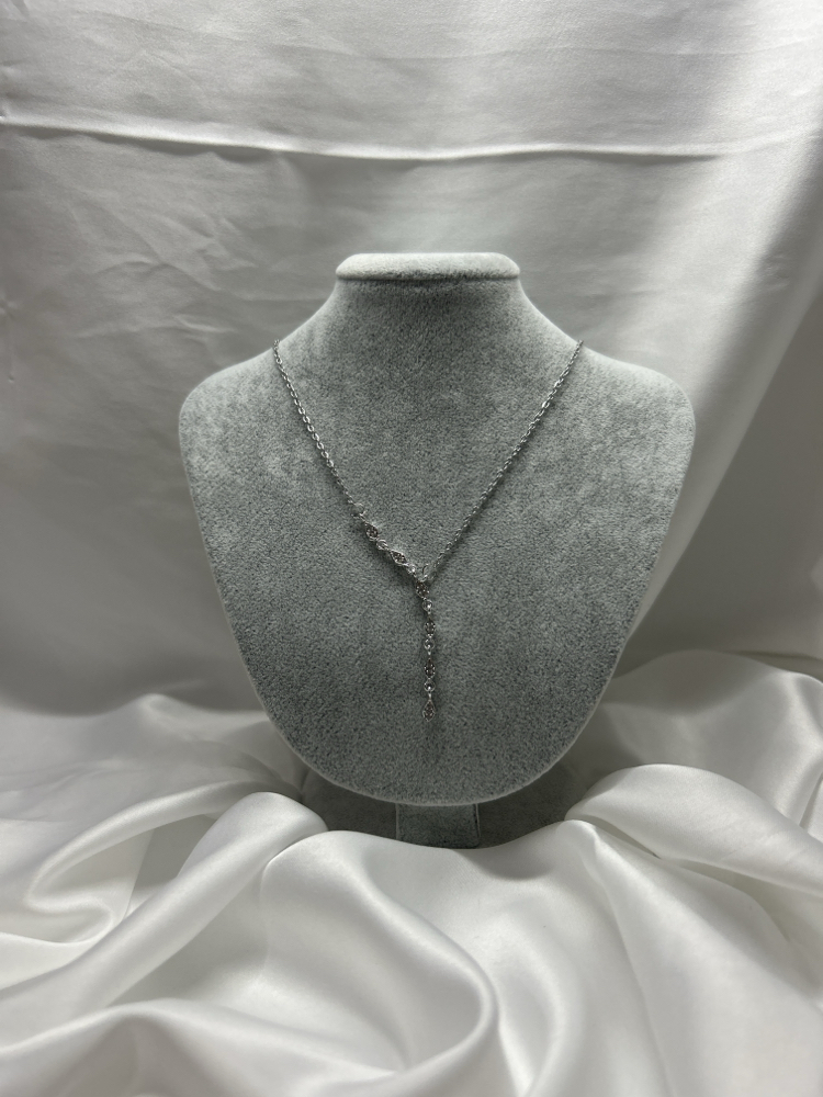 Silver taş ışıltılı Y kolye 