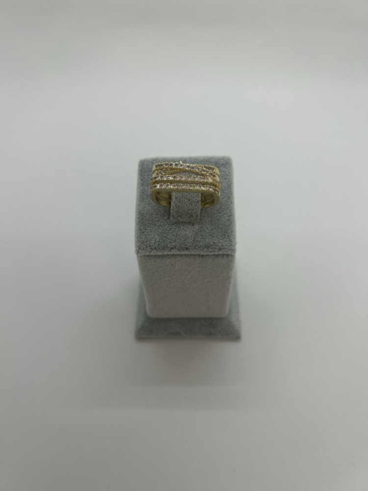 Vip 4’lü çizgili taşlı X gold ayarlamalı yüzük