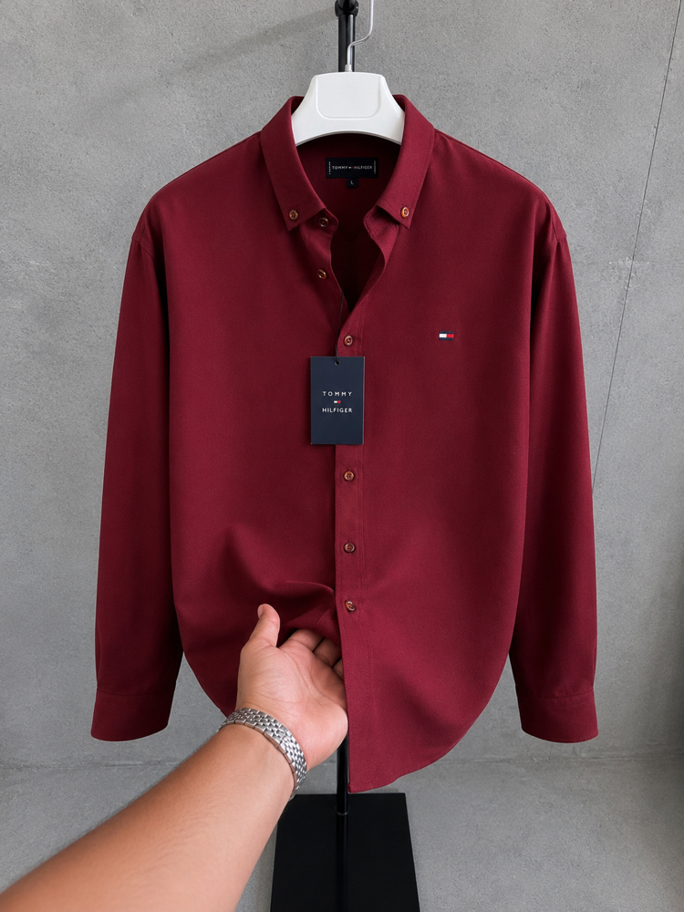 Tommy Hilfiger Premium Gömlek Bordo