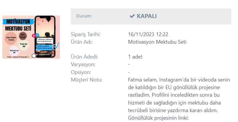 Motivasyon Mektubu Seti
