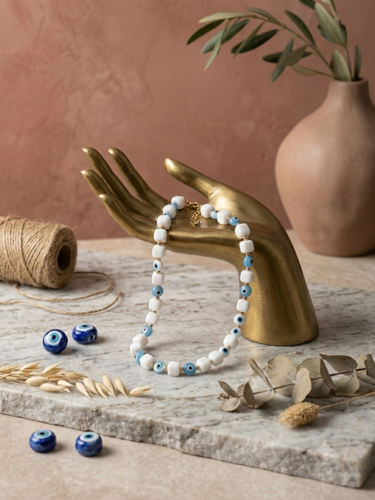 Nazar Boncuklu Küp Seramik Kolye