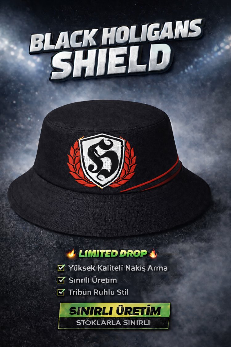 Kırmızı Siyah - Holar Holigans Shield Series Bucket Hat (Balıkçı Şapka)