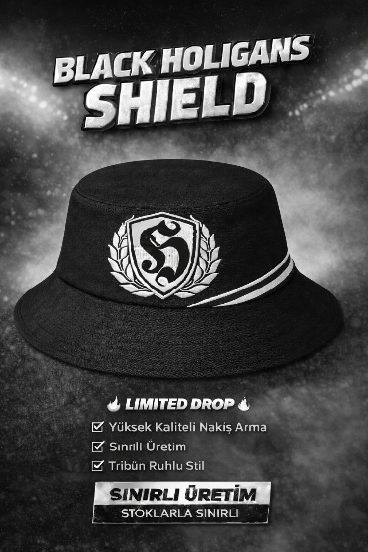 Siyah Beyaz- Holar Holigans Shield Series Bucket Hat (Balıkçı Şapka)