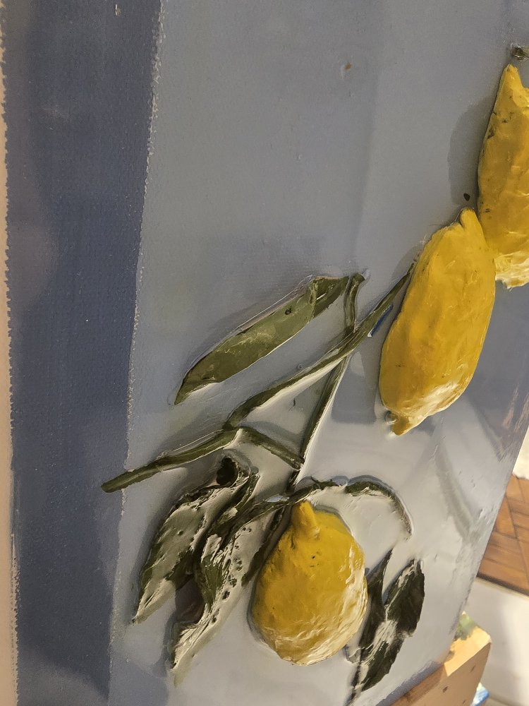 “Limon Dalı” – 40×40 Seramik & Akrilik Üzeri Epoksi Tablo