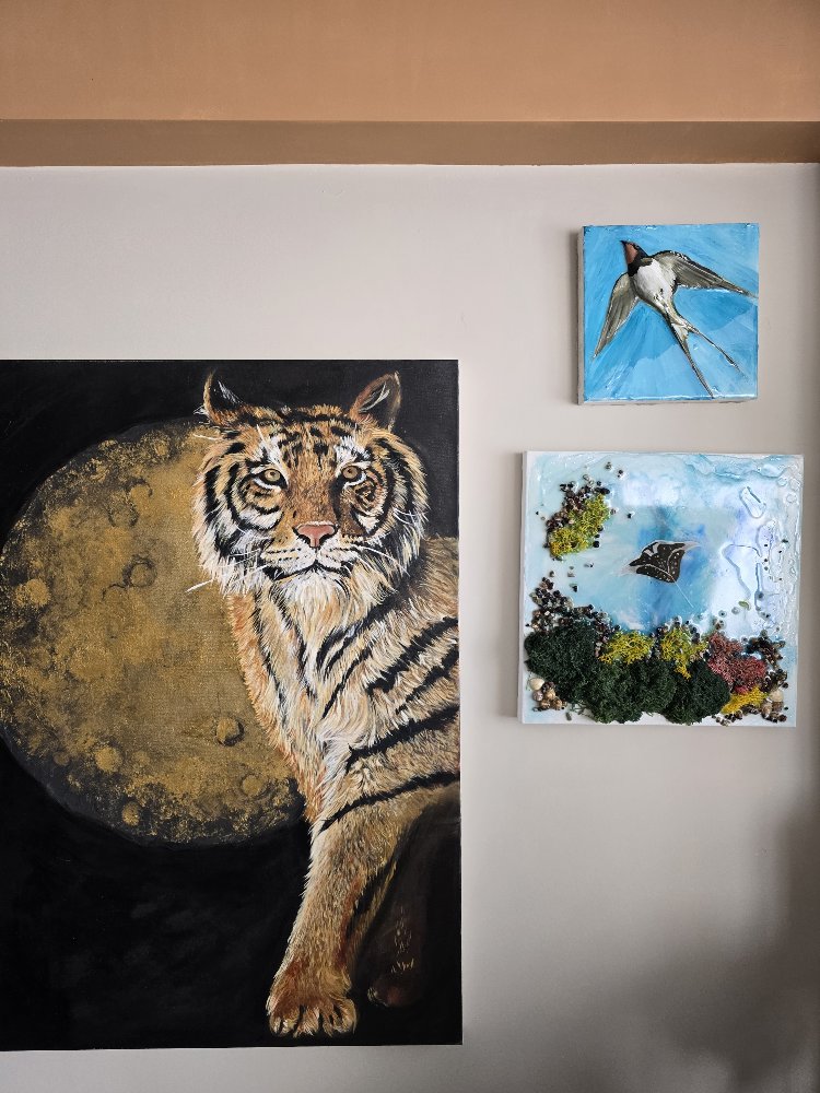 Okyanusun Kalbi II – Karma Teknik, 40×40 cm Tuval Üzerine Özgün Eser