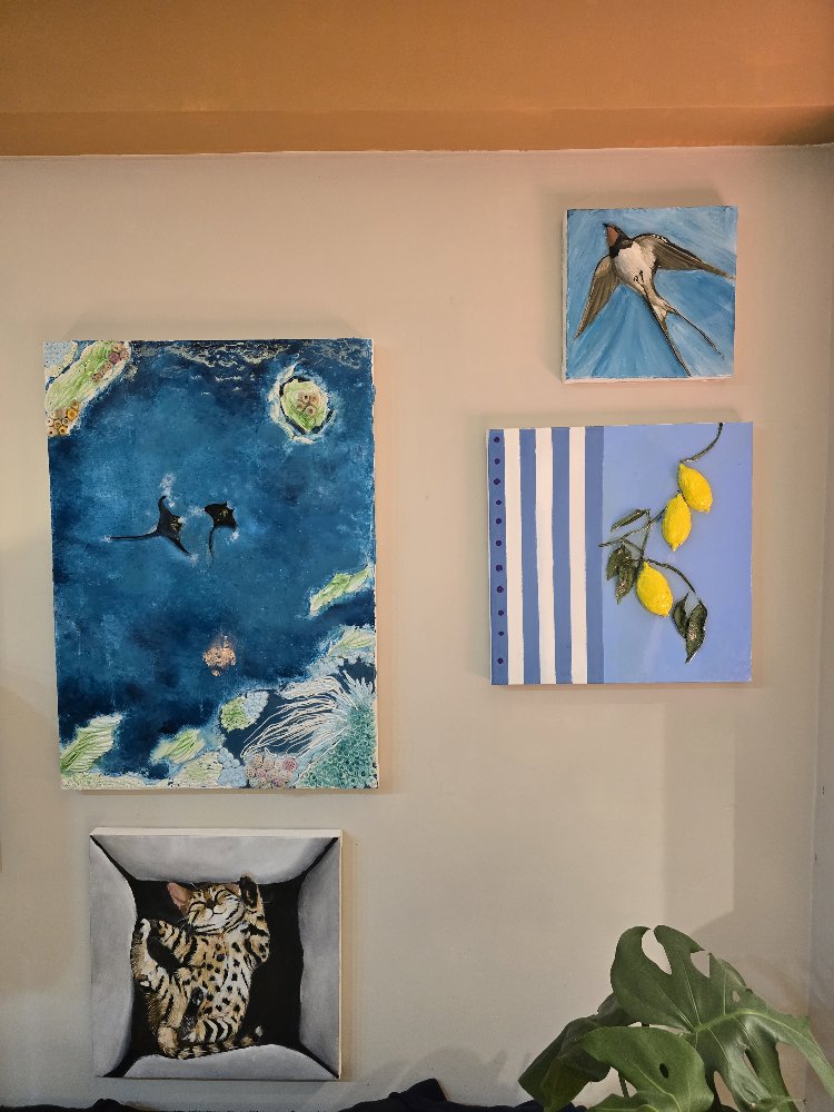 “Limon Dalı” – 40×40 Seramik & Akrilik Üzeri Epoksi Tablo
