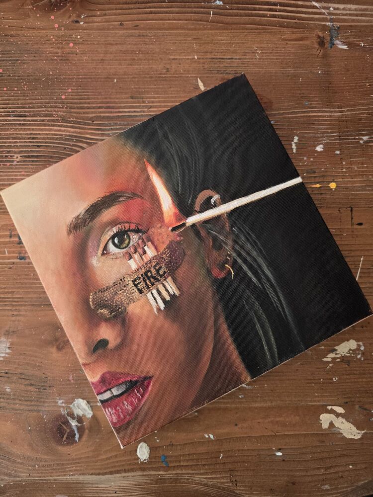  Ateş — 30×30 | Orijinal Yağlı Boya Tablo