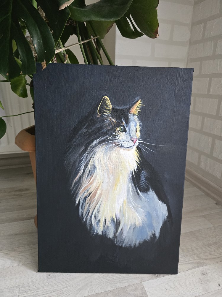 Kedi Portresi – Orijinal Akrilik Tablo | 35×50 cm