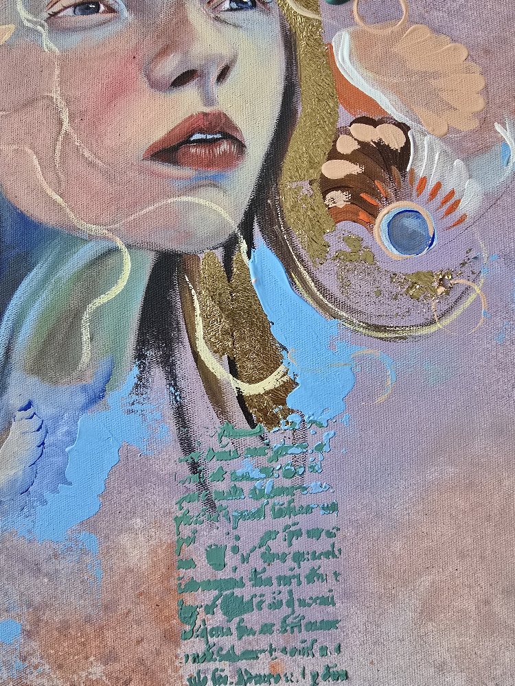 Onun hazinesi— Akrilik, Rolyef ve Altın Varak Tablo | 60×60 cm | Orijinal El Yapımı Sanat