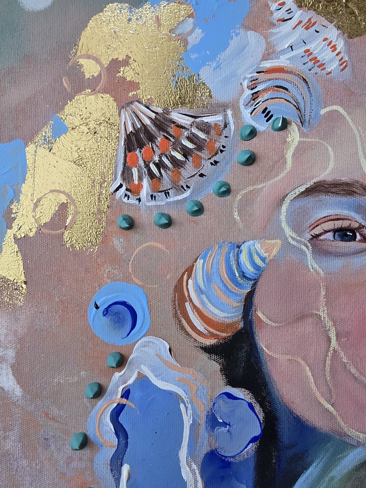 Onun hazinesi— Akrilik, Rolyef ve Altın Varak Tablo | 60×60 cm | Orijinal El Yapımı Sanat