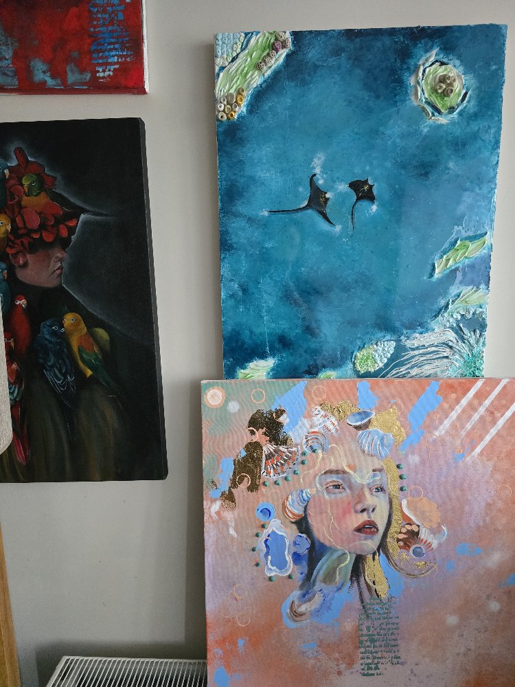 Onun hazinesi— Akrilik, Rolyef ve Altın Varak Tablo | 60×60 cm | Orijinal El Yapımı Sanat