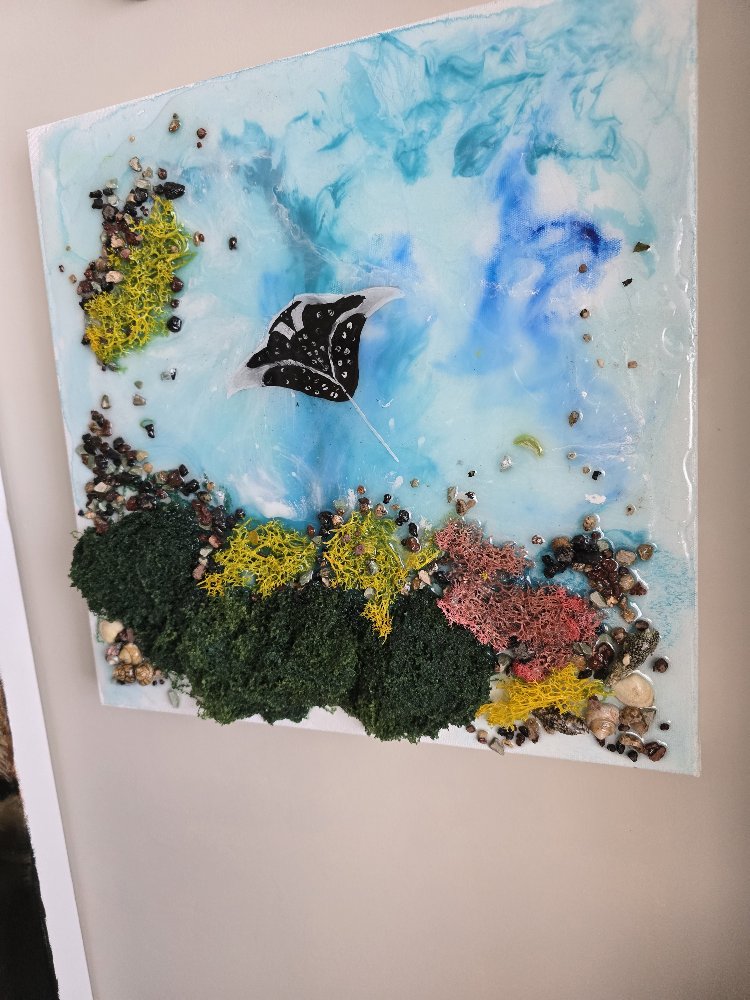 Okyanusun Kalbi II – Karma Teknik, 40×40 cm Tuval Üzerine Özgün Eser