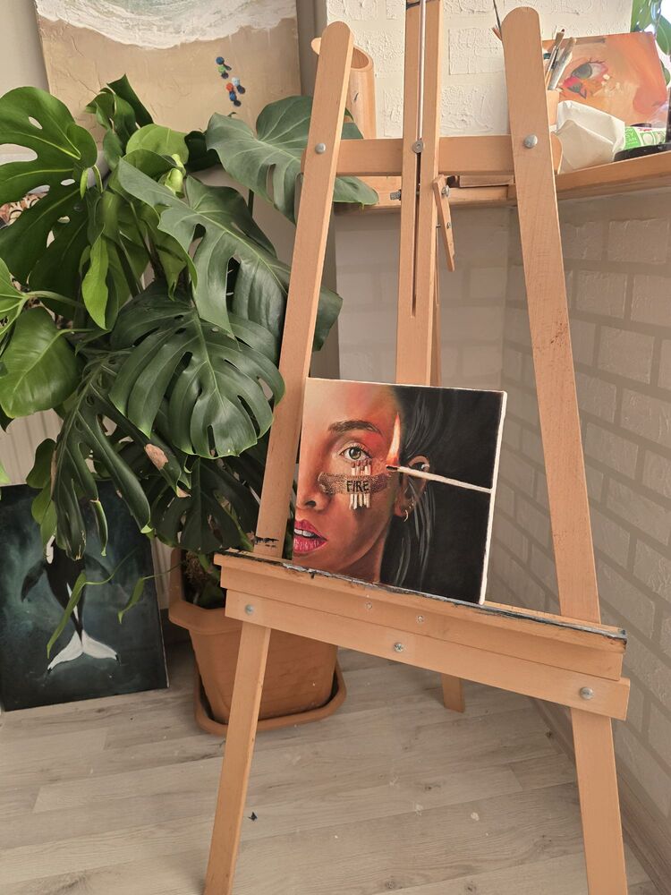  Ateş — 30×30 | Orijinal Yağlı Boya Tablo