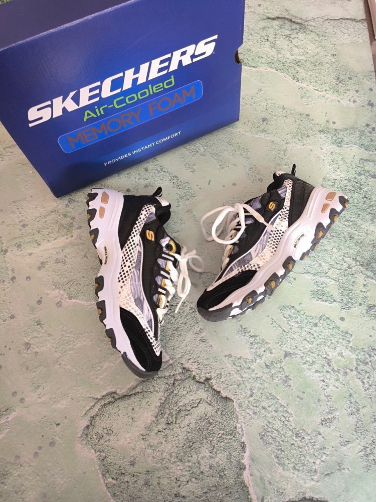 SKECHERS D-LİTES BLACK-LEOPARD
