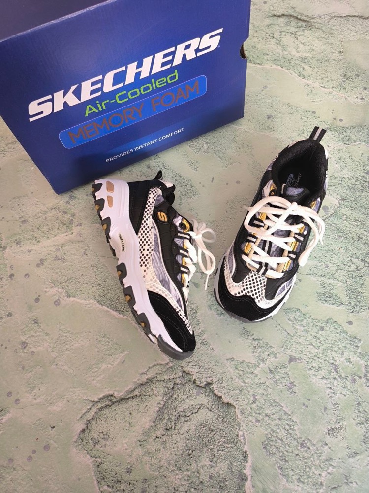SKECHERS D-LİTES BLACK-LEOPARD