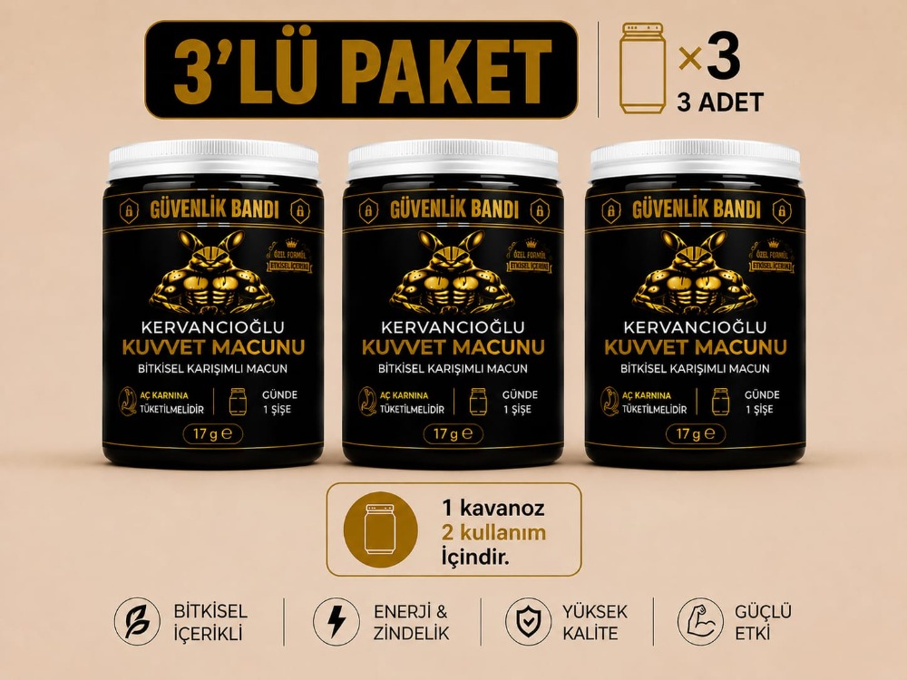 Kuvvet Macunu Bitkisel Atom Güç Enerji ve Performans Desteği (17gr x 3 Şişe)